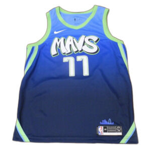 Nike Dri-Fit Dallas Mavericks 77 Luka Doncic Blue Green Jersey Men's Size 48